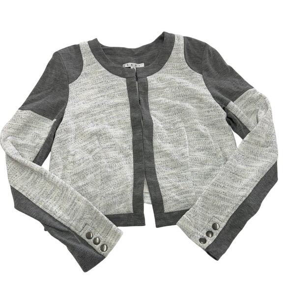 Cabi Jacket Womens Medium Gray Moto Cropped Knit Stretch Blazer 211 - Picture 2 of 8